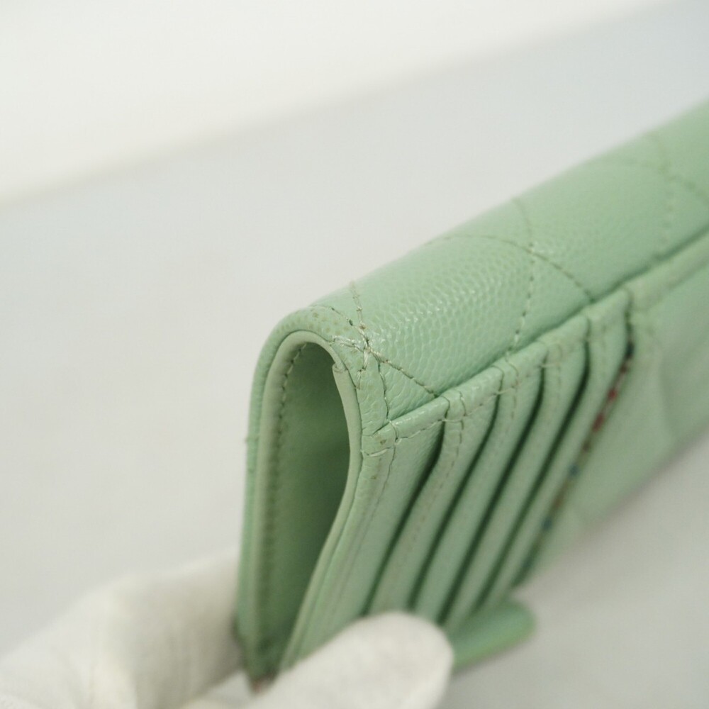 CHANEL Green Caviar Leather Wallet - Picture 8 of 11
